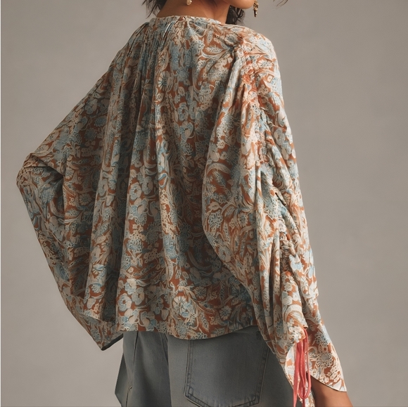 Anthropologie Relaxed Orange and Blue Tunic, XXSMALL - Picture 2 of 4